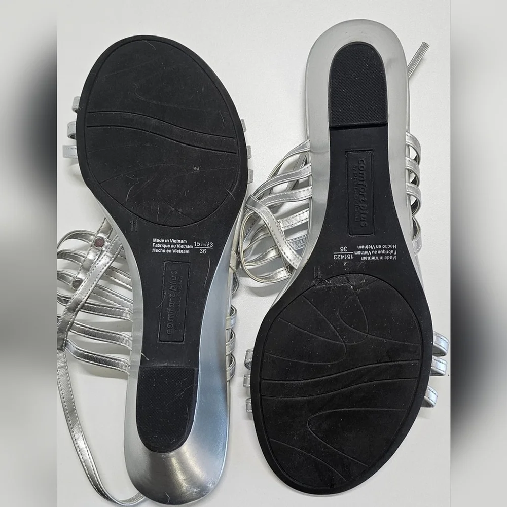 Women's Silver Strappy Sandals Sz 11 - Picture 4 of 5